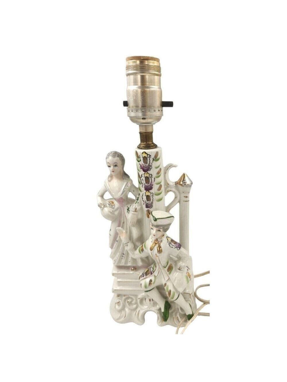 Vintage Porcelain Boudoir Lamp Victorian Couple Japan Mid Century Figural Lamp C